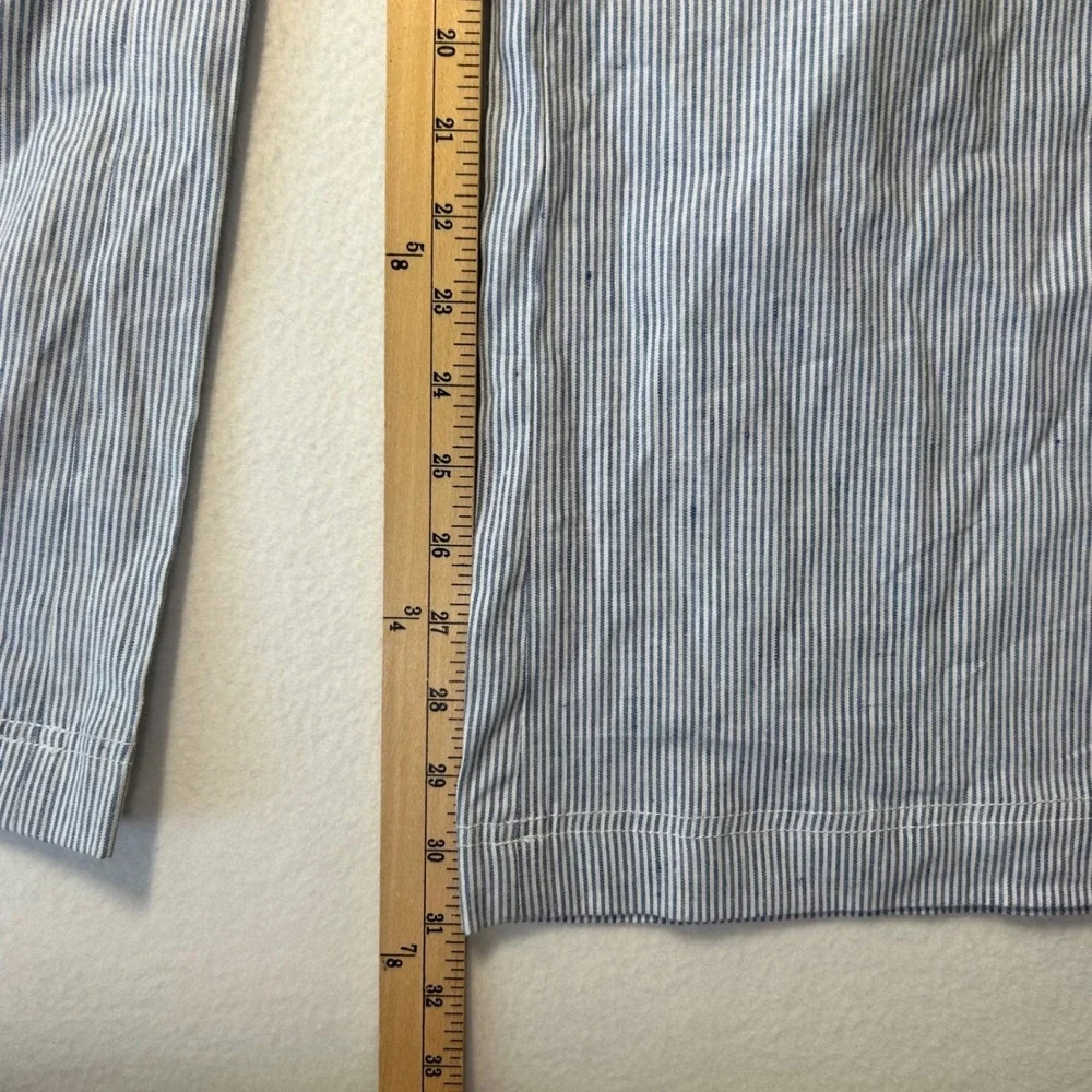 Banana Republic Washable Stretch Linen Wide-Leg Pants Womens 14 Stripe Lagenlook